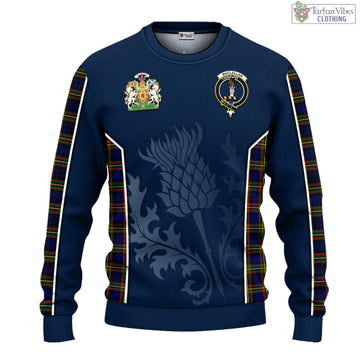 MacLellan Modern Tartan Knitted Sweatshirt with Family Crest and Scottish Thistle Vibes Sport Style