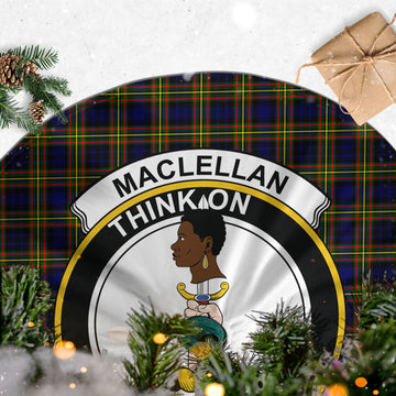 MacLellan Modern Tartan Christmas Tree Skirt with Family Crest