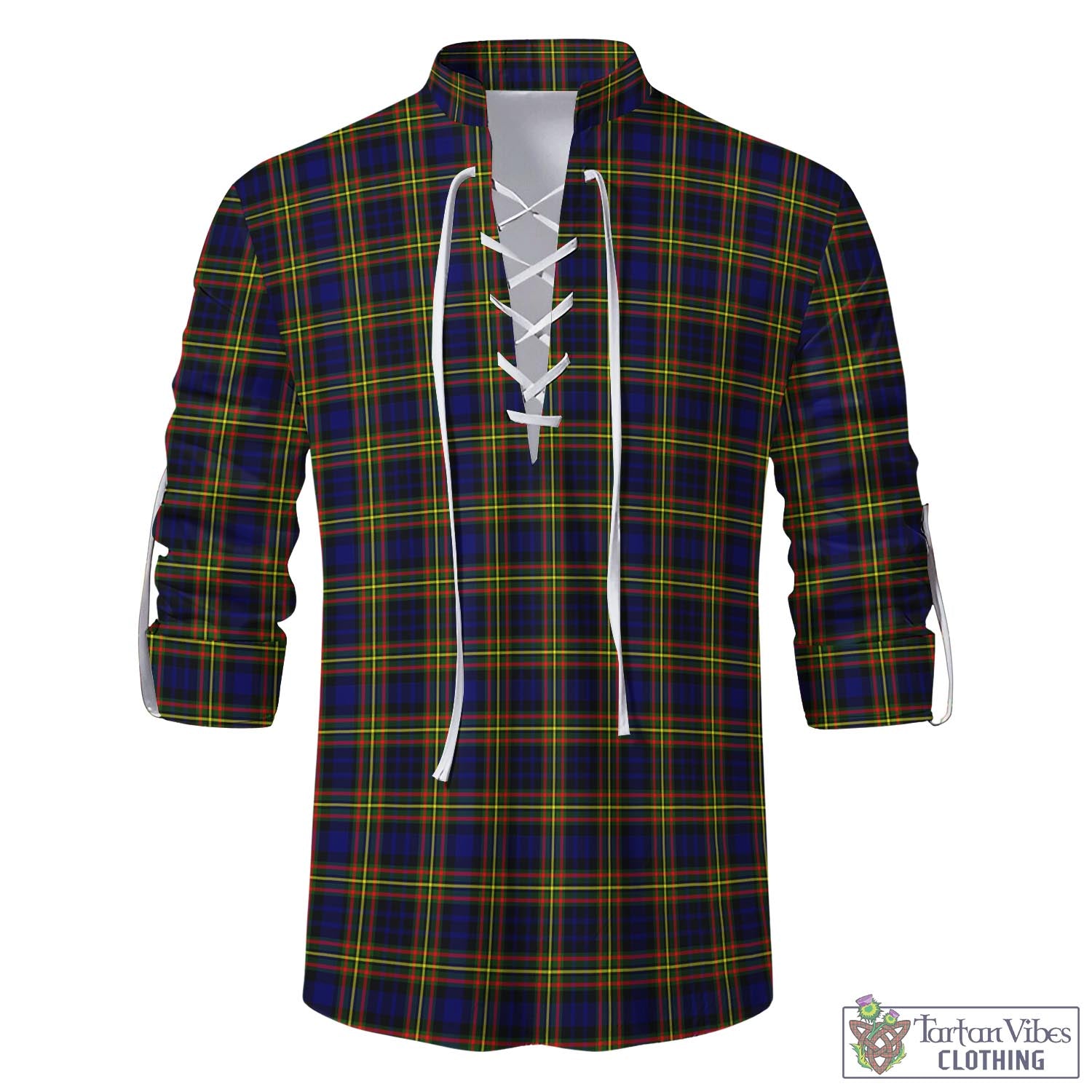 Tartan Vibes Clothing MacLellan Modern Tartan Men's Scottish Traditional Jacobite Ghillie Kilt Shirt