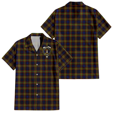 MacLellan Modern Tartan Short Sleeve Button Down Shirt with Family Crest