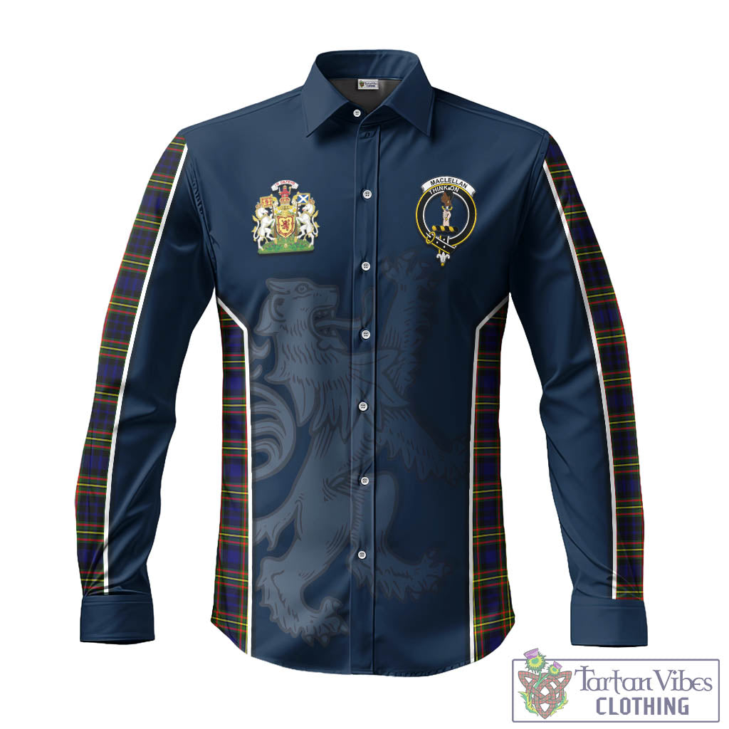 Tartan Vibes Clothing MacLellan Modern Tartan Long Sleeve Button Up Shirt with Family Crest and Lion Rampant Vibes Sport Style