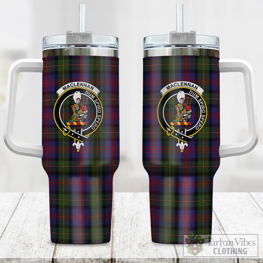Tartan Vibes Clothing MacLennan Tartan and Family Crest Tumbler with Handle