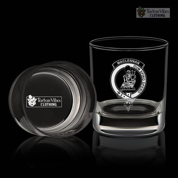 MacLennan Family Crest Engraved Whiskey Glass with Handle