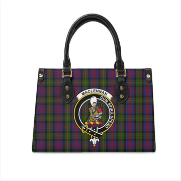 MacLennan Tartan Leather Bag with Family Crest