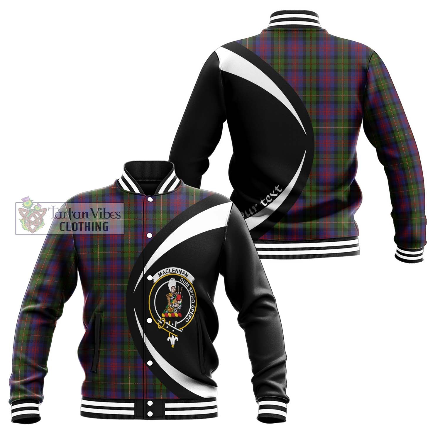MacLennan (McLennan) Tartan Baseball Jacket with Family Crest Circle Style Unisex - Tartan Vibes Clothing