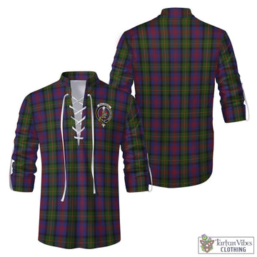 Tartan Vibes Clothing MacLennan Tartan Men's Scottish Traditional Jacobite Ghillie Kilt Shirt with Family Crest