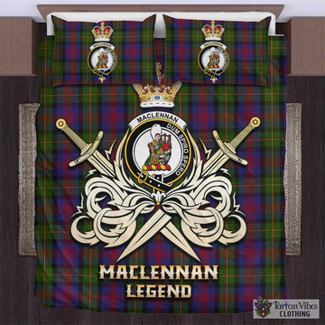 MacLennan (McLennan) Tartan Bedding Set with Clan Crest and the Golden Sword of Courageous Legacy