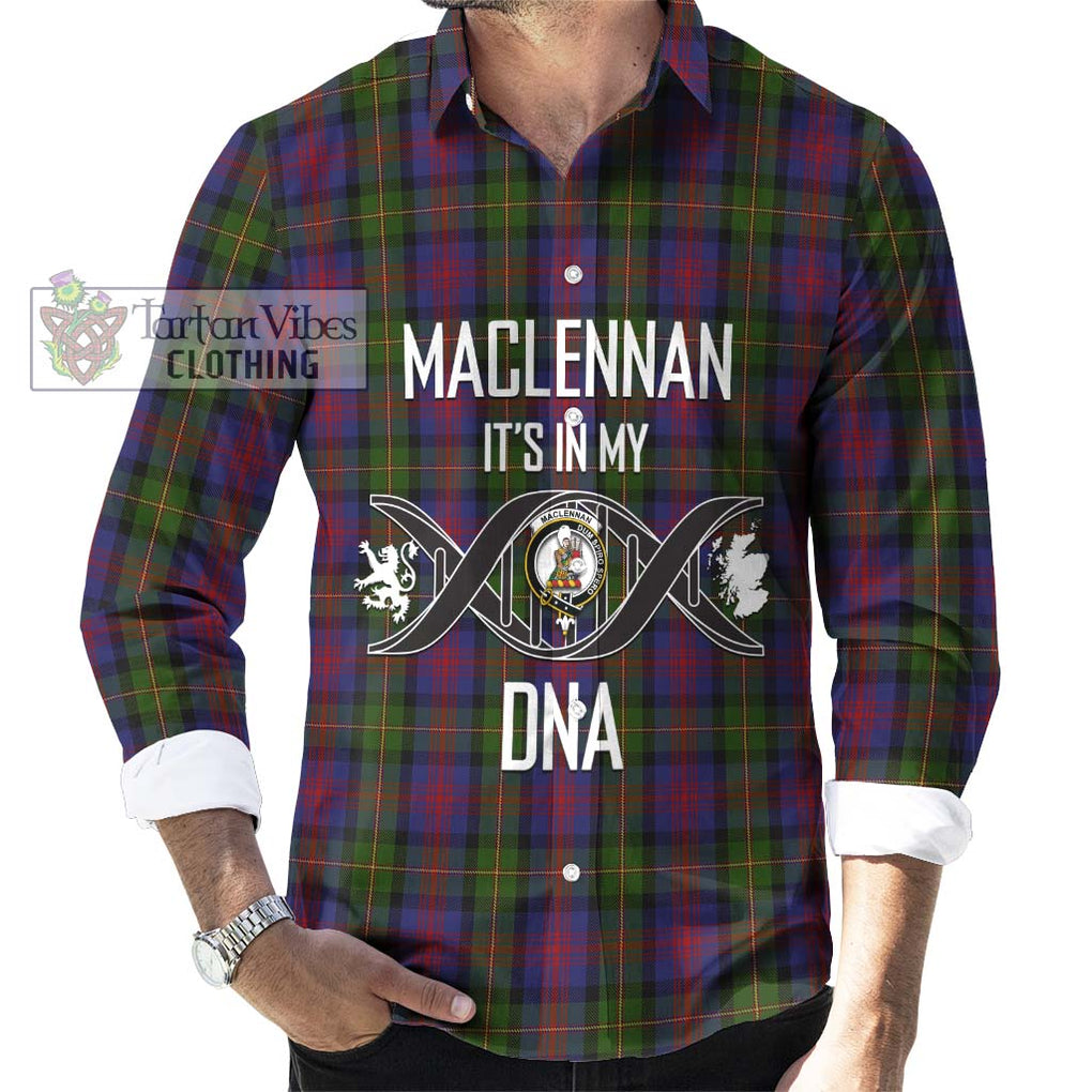 MacLennan (McLennan) Tartan Long Sleeve Button Shirt with Family Crest DNA In Me Style Men's Shirt S - Tartanvibesclothing Shop