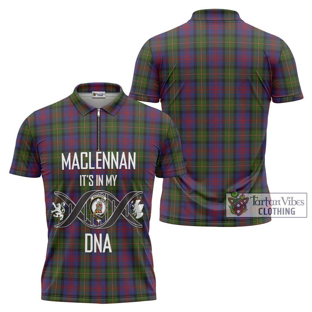 MacLennan (McLennan) Tartan Zipper Polo Shirt with Family Crest DNA In Me Style Unisex - Tartanvibesclothing Shop