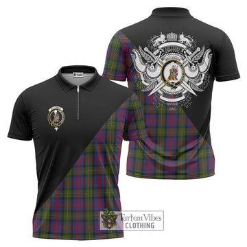 MacLennan (McLennan) Tartan Zipper Polo Shirt with Family Crest and Military Logo Style
