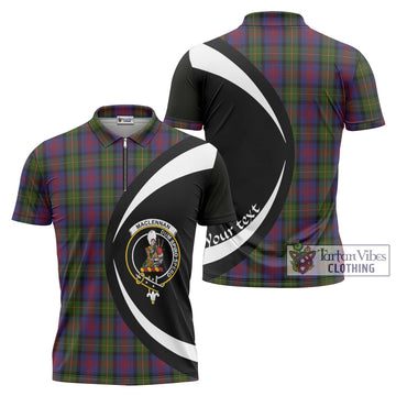 MacLennan (McLennan) Tartan Zipper Polo Shirt with Family Crest Circle Style