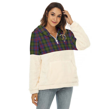 MacLennan (McLennan) Tartan Women's Borg Fleece Hoodie With Half Zip with Family Crest Female - Tartan Vibes Clothing