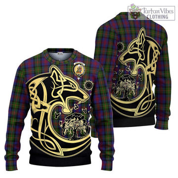 MacLennan (McLennan) Tartan Knitted Sweater with Family Crest Celtic Wolf Style Unisex - Tartan Vibes Clothing