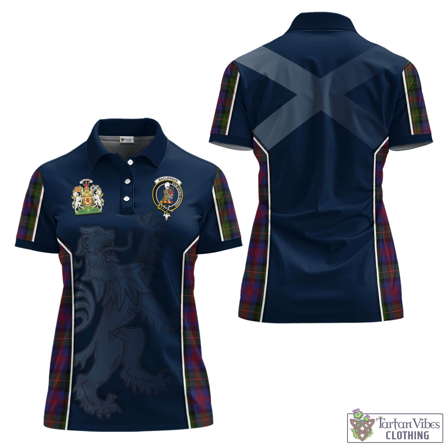 Tartan Vibes Clothing MacLennan Tartan Women's Polo Shirt with Family Crest and Lion Rampant Vibes Sport Style