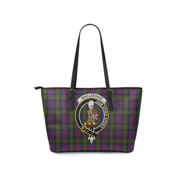 MacLennan Tartan Leather Tote Bag with Family Crest