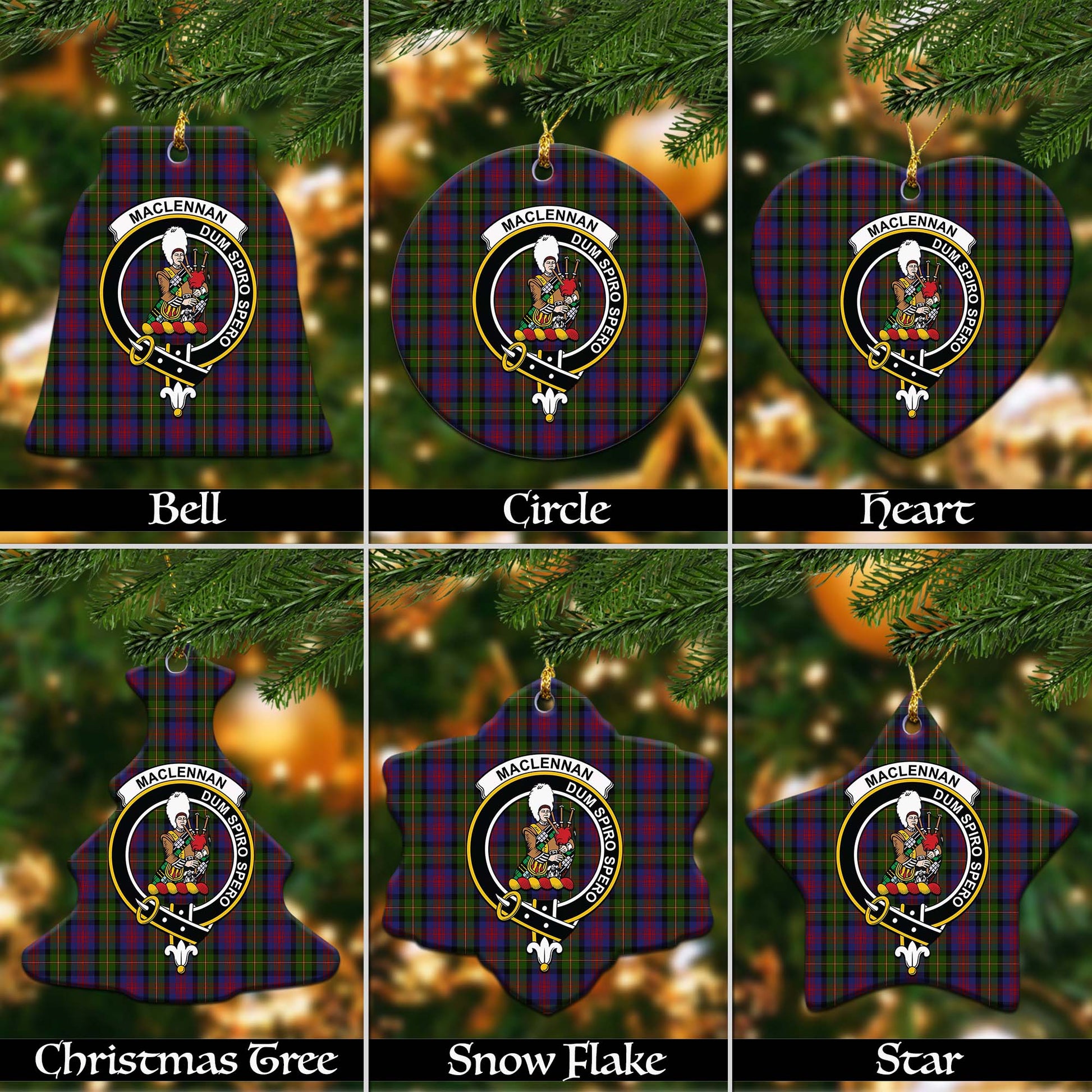 MacLennan Tartan Christmas Ornaments with Family Crest - Tartanvibesclothing