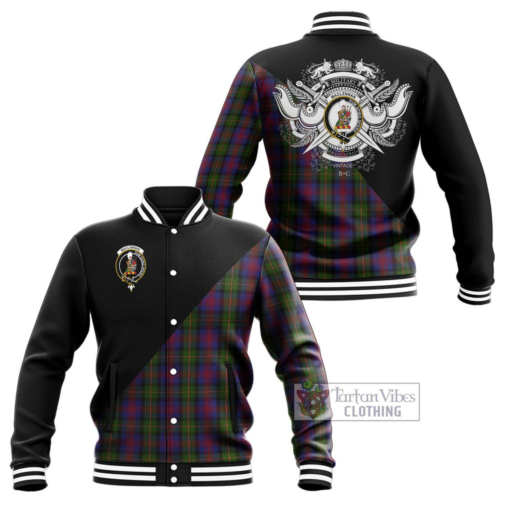 MacLennan (McLennan) Tartan Baseball Jacket with Family Crest and Military Logo Style Unisex - Tartanvibesclothing Shop