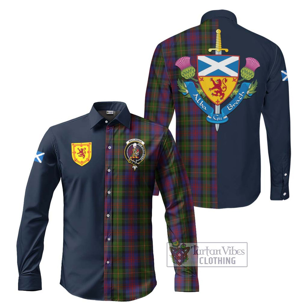 Tartan Vibes Clothing MacLennan Tartan Long Sleeve Button Shirt with Scottish Lion Royal Arm Half Style