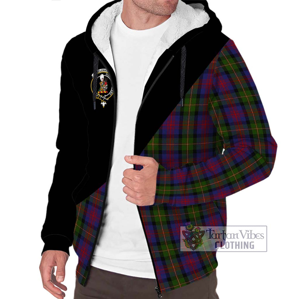MacLennan (McLennan) Tartan Sherpa Hoodie with Family Crest and Military Logo Style Unisex S - Tartanvibesclothing Shop