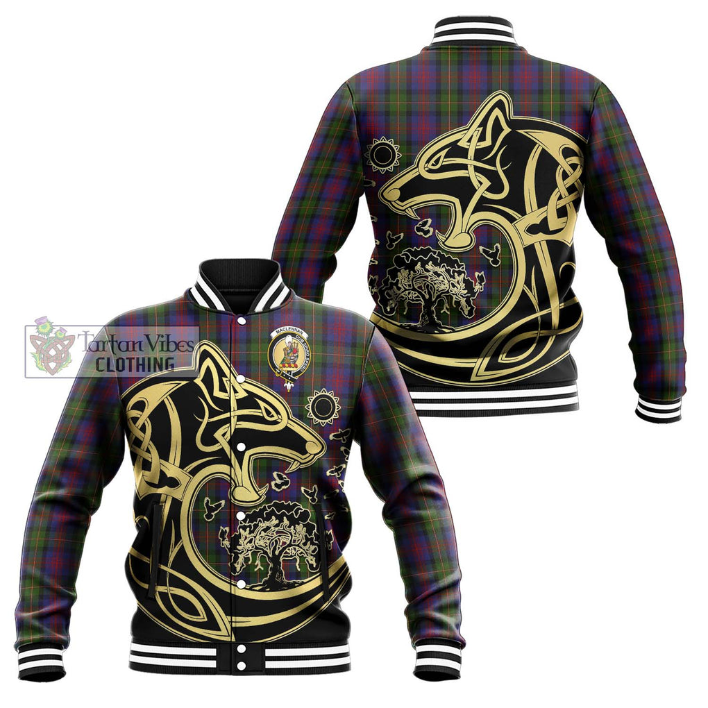 MacLennan (McLennan) Tartan Baseball Jacket with Family Crest Celtic Wolf Style Unisex - Tartan Vibes Clothing