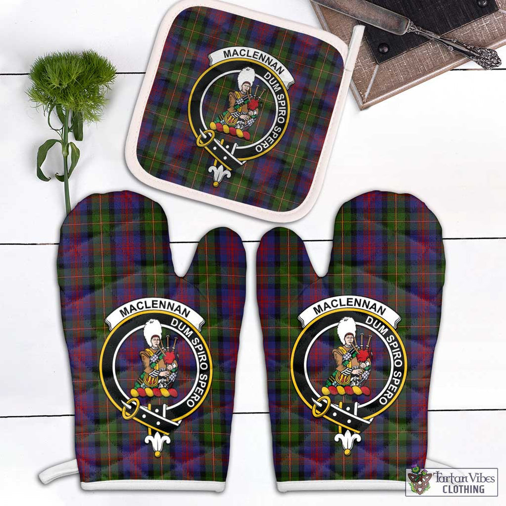 MacLennan (McLennan) Tartan Combo Oven Mitt & Pot-Holder with Family Crest Combo 1 Oven Mitt & 1 Pot-Holder White - Tartan Vibes Clothing