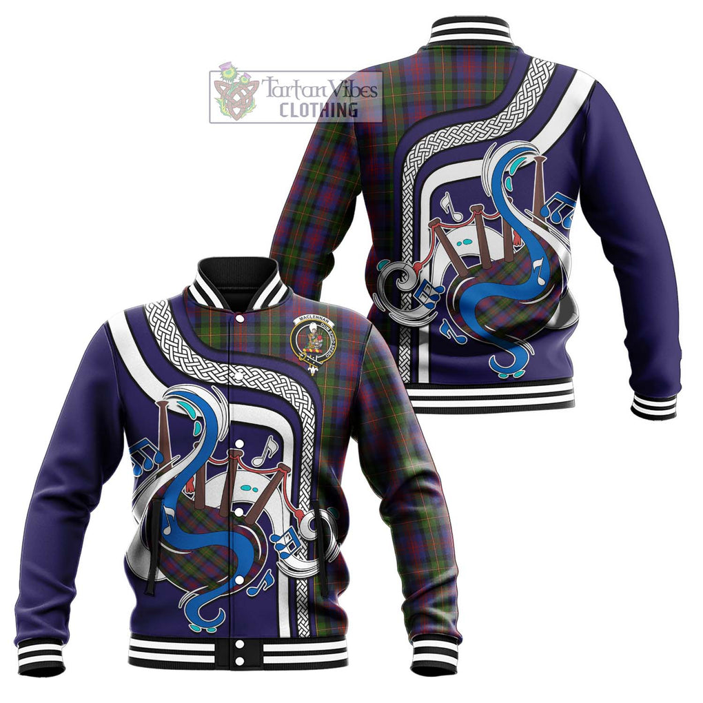 Tartan Vibes Clothing MacLennan Tartan Baseball Jacket with Epic Bagpipe Style
