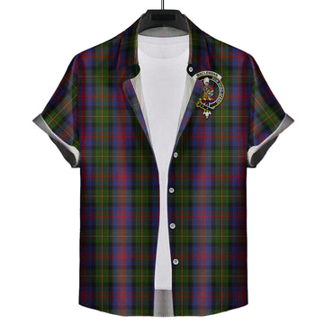 MacLennan Tartan Short Sleeve Button Down Shirt with Family Crest