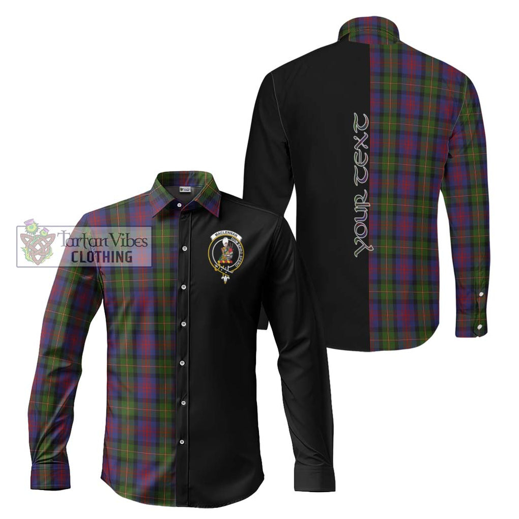 MacLennan (McLennan) Tartan Long Sleeve Button Shirt with Family Crest and Half Of Me Style Men's Shirt S - Tartanvibesclothing Shop