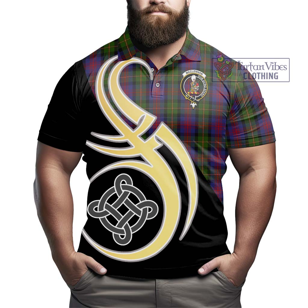 MacLennan (McLennan) Tartan Polo Shirt with Family Crest and Celtic Symbol Style - Tartan Vibes Clothing