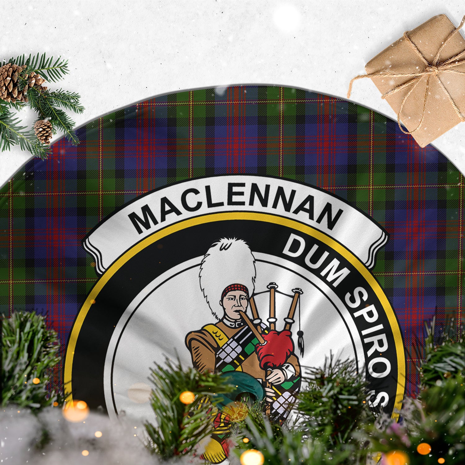 MacLennan Tartan Christmas Tree Skirt with Family Crest - Tartanvibesclothing