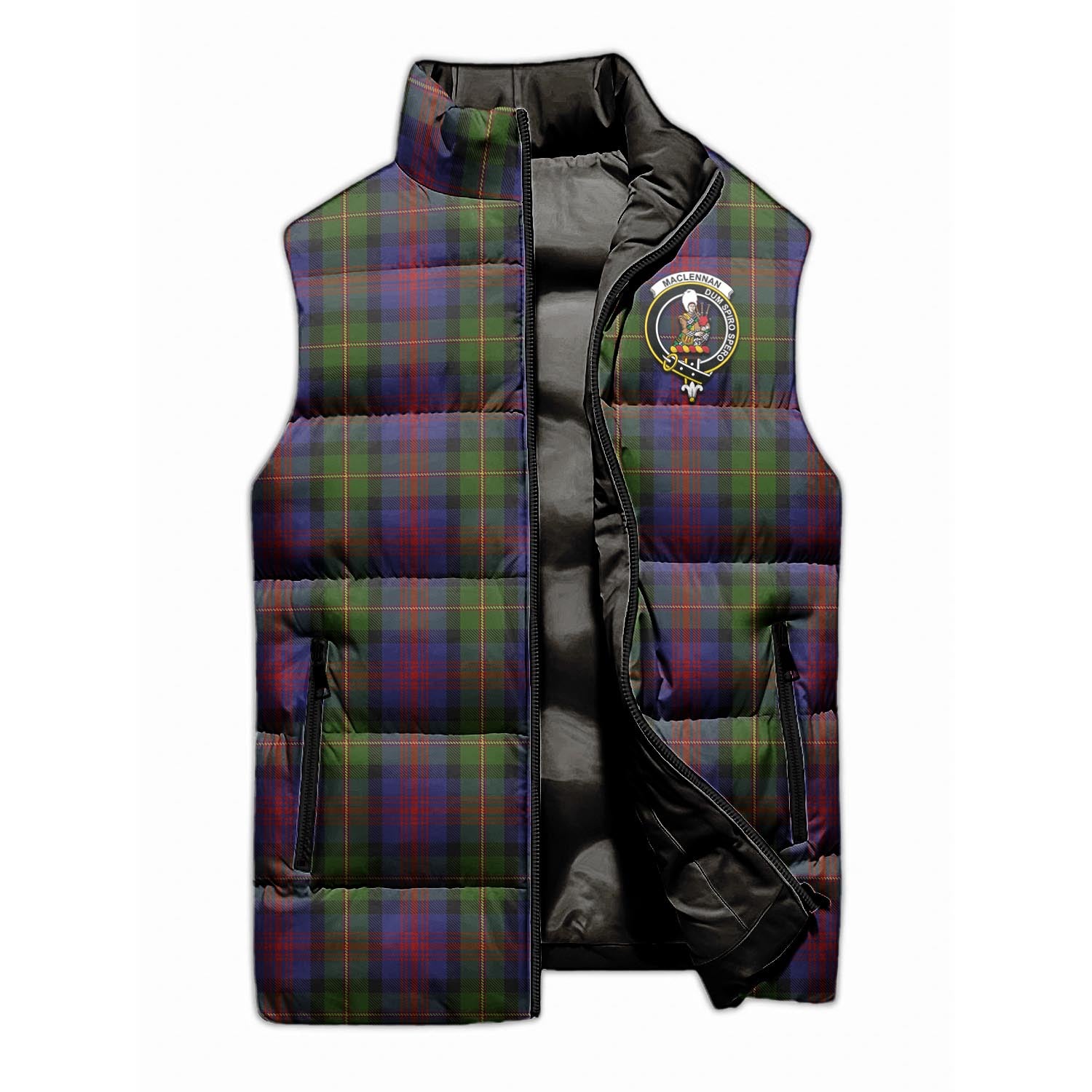 MacLennan Tartan Sleeveless Puffer Jacket with Family Crest - Tartanvibesclothing