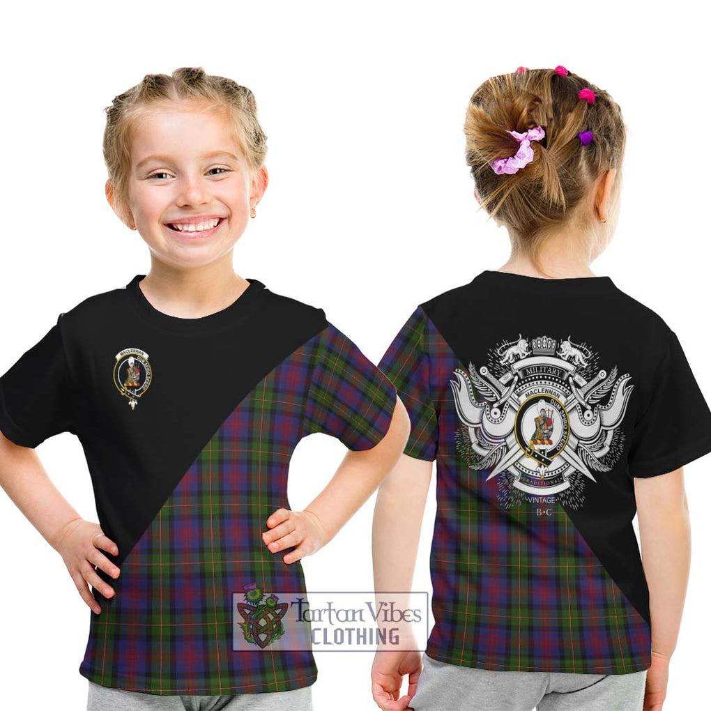 MacLennan (McLennan) Tartan Kid T-Shirt with Family Crest and Military Logo Style - Tartanvibesclothing Shop