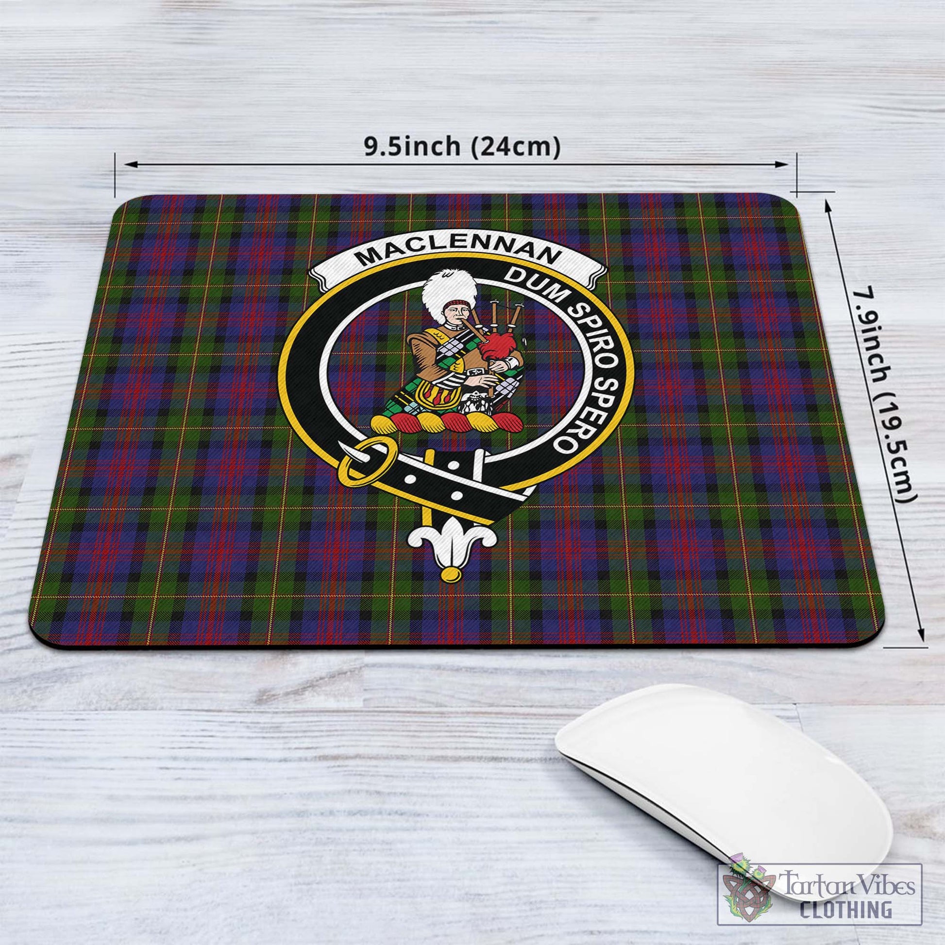 Tartan Vibes Clothing MacLennan Tartan Mouse Pad with Family Crest