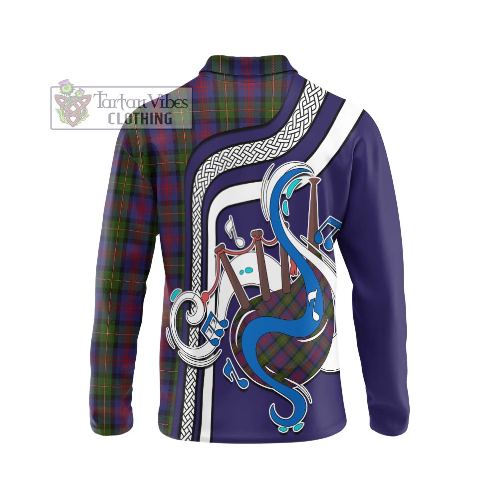 Tartan Vibes Clothing MacLennan Tartan Long Sleeve Polo Shirt with Epic Bagpipe Style