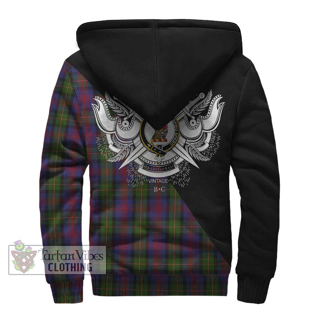MacLennan (McLennan) Tartan Sherpa Hoodie with Family Crest and Military Logo Style - Tartanvibesclothing Shop