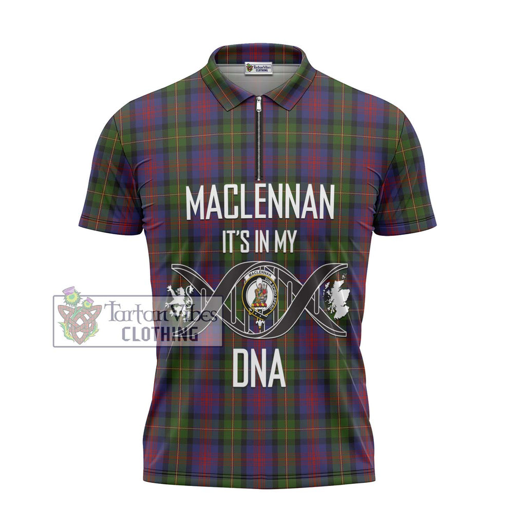 MacLennan (McLennan) Tartan Zipper Polo Shirt with Family Crest DNA In Me Style - Tartanvibesclothing Shop