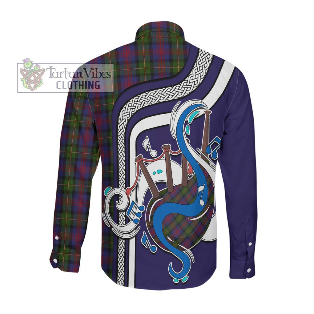MacLennan (McLennan) Tartan Long Sleeve Button Shirt with Epic Bagpipe Style Men's Shirt - Tartanvibesclothing Shop