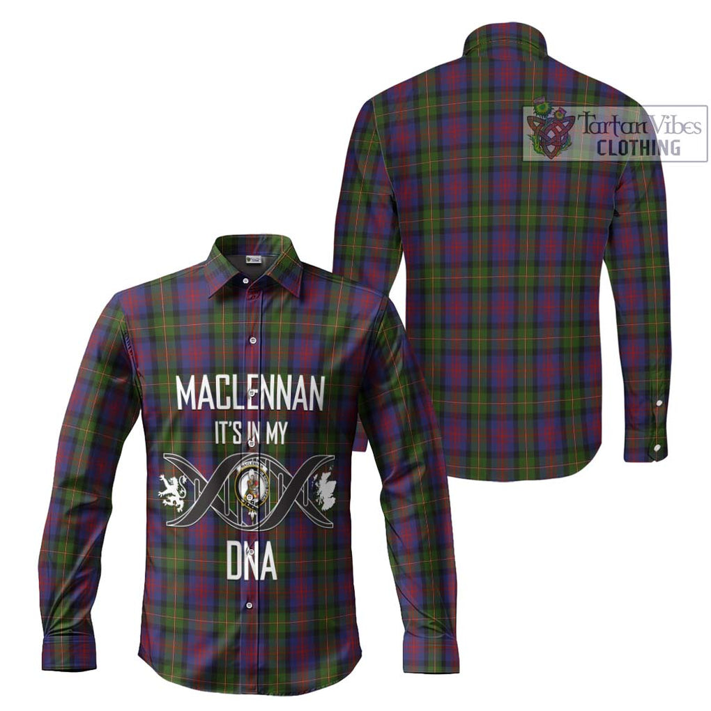 MacLennan (McLennan) Tartan Long Sleeve Button Shirt with Family Crest DNA In Me Style Men's Shirt - Tartanvibesclothing Shop