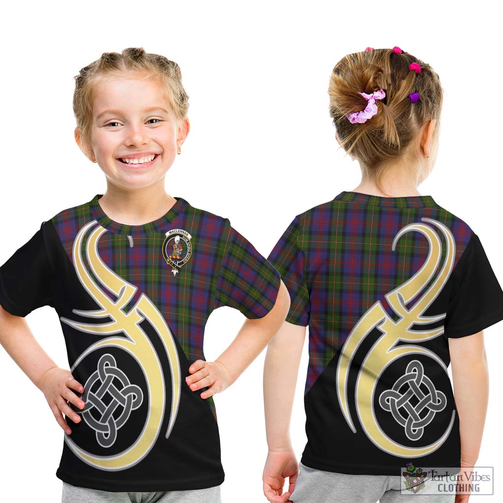 MacLennan (McLennan) Tartan Kid T-Shirt with Family Crest and Celtic Symbol Style - Tartan Vibes Clothing