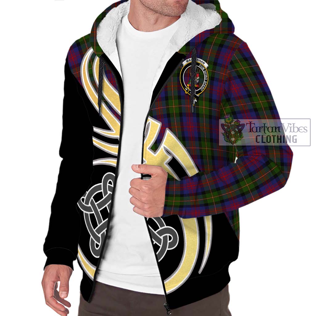 MacLennan (McLennan) Tartan Sherpa Hoodie with Family Crest and Celtic Symbol Style - Tartan Vibes Clothing