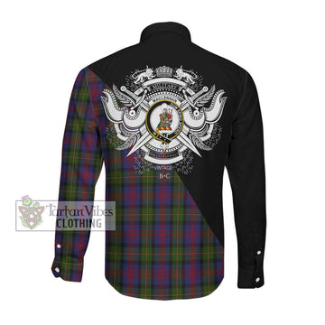 MacLennan (McLennan) Tartan Long Sleeve Button Shirt with Family Crest and Military Logo Style