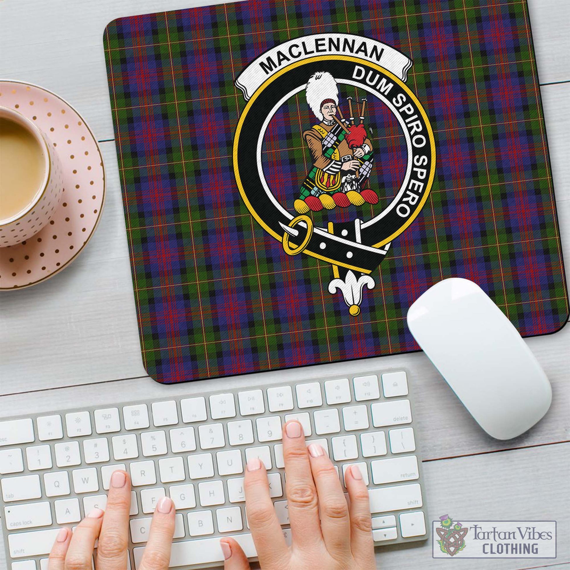 Tartan Vibes Clothing MacLennan Tartan Mouse Pad with Family Crest
