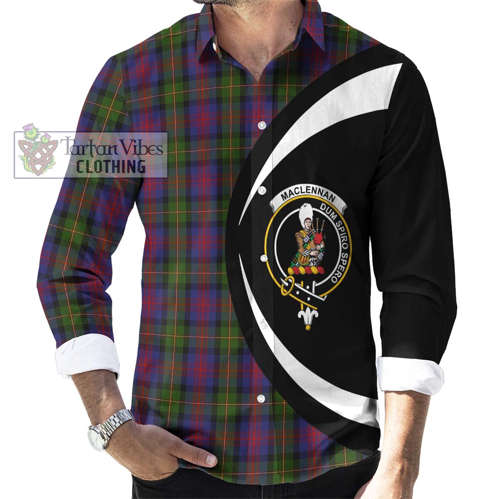MacLennan (McLennan) Tartan Long Sleeve Button Up with Family Crest Circle Style - Tartan Vibes Clothing