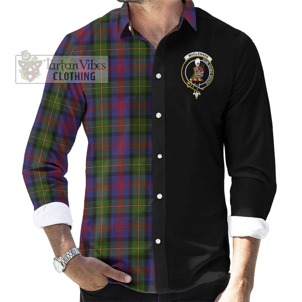 MacLennan (McLennan) Tartan Long Sleeve Button Shirt with Family Crest and Half Of Me Style - Tartanvibesclothing Shop
