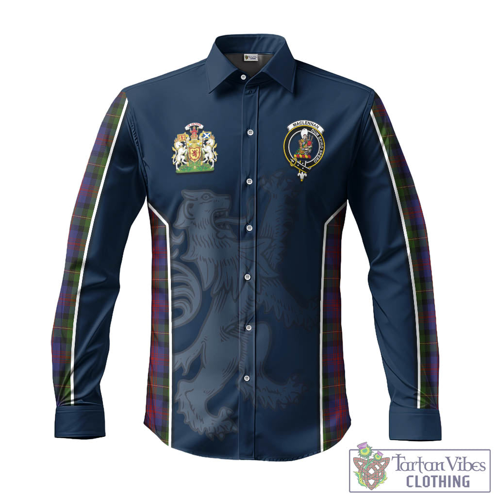 Tartan Vibes Clothing MacLennan Tartan Long Sleeve Button Up Shirt with Family Crest and Lion Rampant Vibes Sport Style