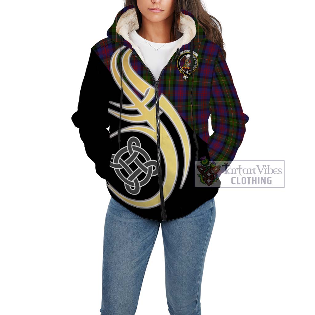 MacLennan (McLennan) Tartan Sherpa Hoodie with Family Crest and Celtic Symbol Style Unisex - Tartan Vibes Clothing