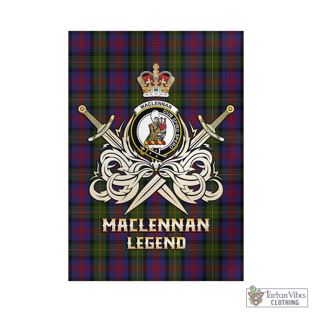 Tartan Vibes Clothing MacLennan Tartan Flag with Clan Crest and the Golden Sword of Courageous Legacy
