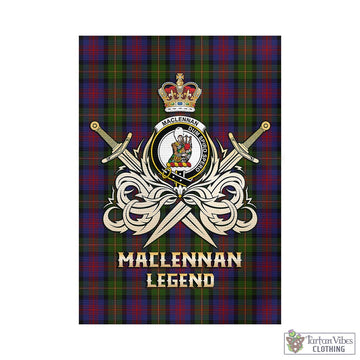 MacLennan (McLennan) Tartan Garden Flag with Clan Crest and the Golden Sword of Courageous Legacy