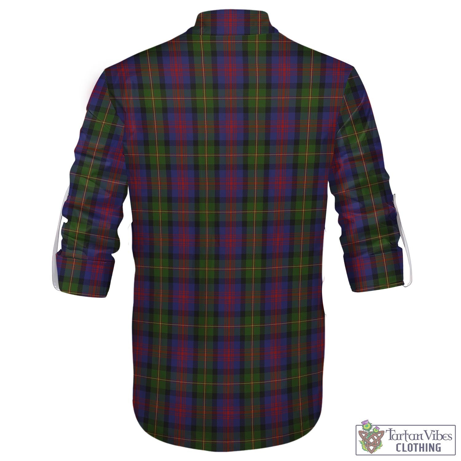 Tartan Vibes Clothing MacLennan Tartan Men's Scottish Traditional Jacobite Ghillie Kilt Shirt with Family Crest