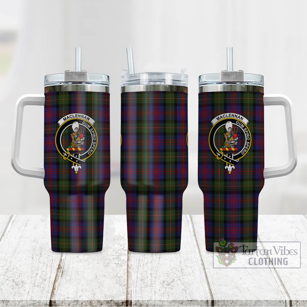 Tartan Vibes Clothing MacLennan Tartan and Family Crest Tumbler with Handle